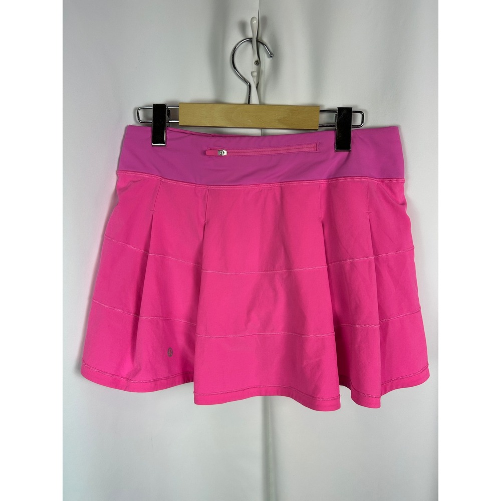 Lululemon Pace Rival Skirt Pink Tiered Pleated Tennis Running Skort Tall Size 6